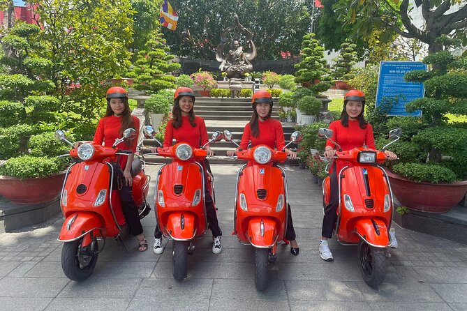 Beautiful Female Riders Vespa Red River Countryside Tour 5 Hours - Long Bien Bridge and the Red River view