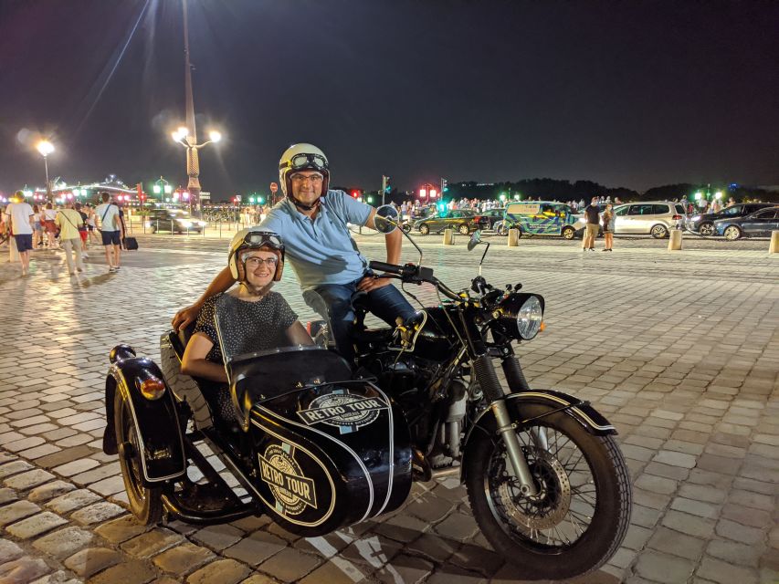 Bordeaux: Nighttime Sidecar Tour with Wine Tasting - Bordeaux Cathedral and the longer pause