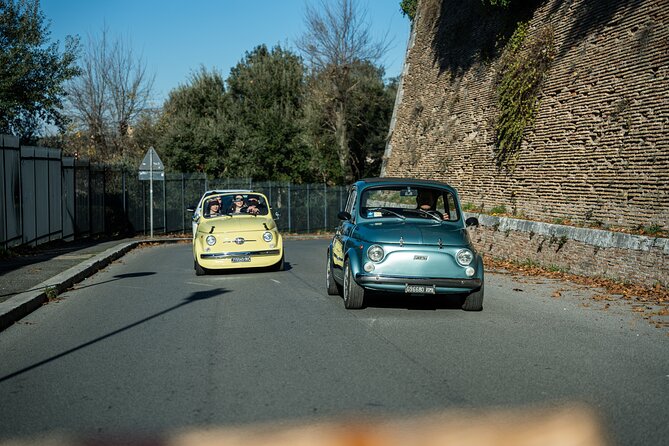 Classic Elegance: Vintage Fiat 500 Cabriolet Rome Tour - The Pyramid of Cestius and the Aurelian Walls