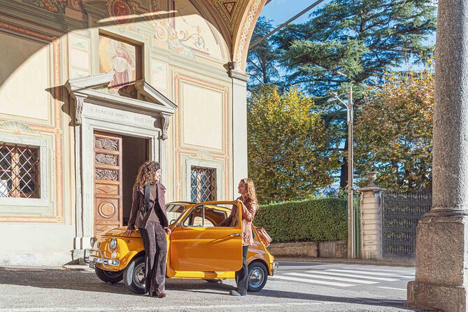 Como Lake: vintage car Fiat 500 Rental - Crossing by car ferry to Bellagio