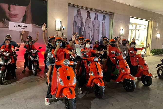 Female Riders Vespa Night Street Food + Train Street food 4 Hours - Crossing Long Bien and the Ceramic Road
