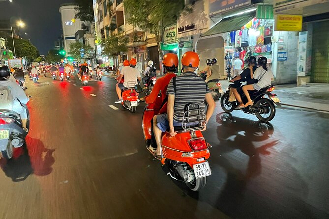 Female Riders Vespa Night Street Food + Train Street food 4 Hours - Pho dishes around Truc Bach Lake