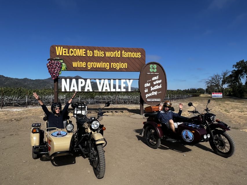 Napa Valley: Napa Valley Guided Sidecar Tour with 3 Wineries - A sidecar gives Napa a different point of view