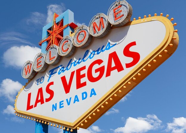 Private 1-Hour Las Vegas Strip Tour by Vintage Sidecar - The Las Vegas sign: five minutes for the classic photo