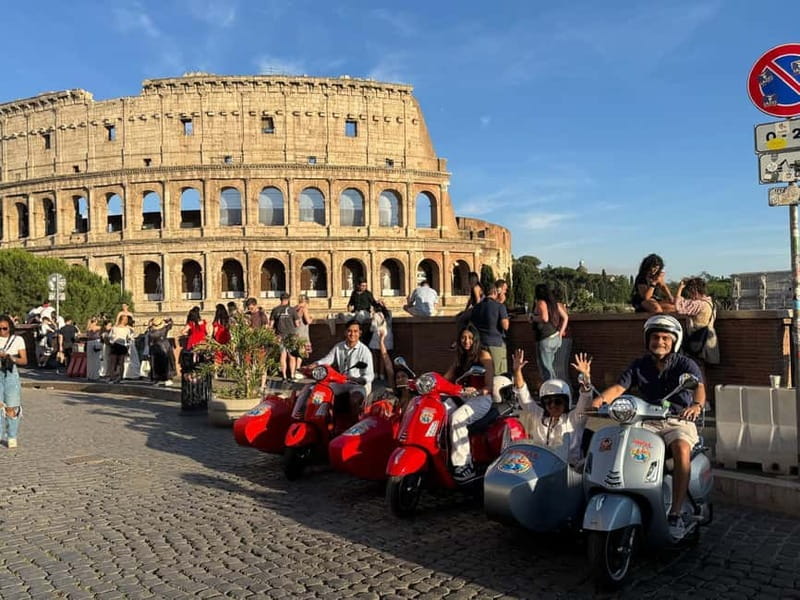 Rome 1.5 hours Private tour in Vespa Sidecar vintage style - From the Theatre of Marcellus to Piazza Venezia