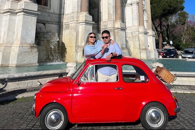 Rome Fiat 500 Vintage photo experience - Fontana dell’Acqua Paola and the Janiculum climb