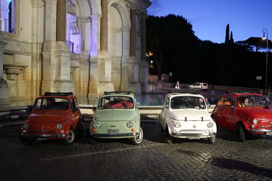 Rome: Night Photo Session in a Fiat 500 with Aperol Spritz - The Colosseum after dark