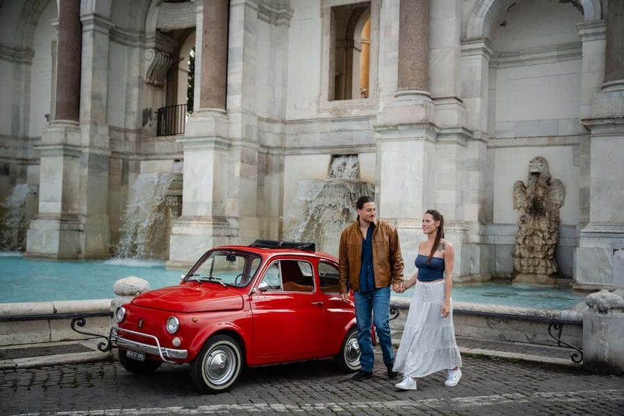Rome: Photography service with Classic car fiat 500 - Final photographs at Gianicolo Hill