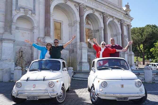 Rome Photography service with fiat 500 vintage car - Fontana dell’Acqua Paola on Janiculum Hill