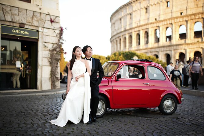 Rome Pro Photoshoot service include free transport FIAT 500 - A quiet pause at Giardino degli Aranci