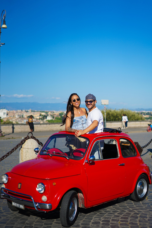 Rome Pro Photoshoot Service with Free Transport by Fiat 500 - Fontana dell’Acqua Paola and the climb toward Janiculum
