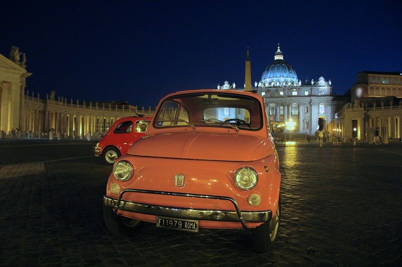 Rome: Romantic Night Tour by Classic Fiat 500 - Starting near the Colosseum on Via Labicana