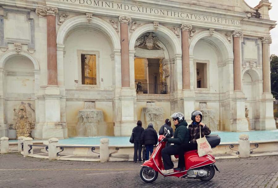 Rome: The Official Emily in Paris Vespa Tour with Pastry - Tossing a coin at Trevi Fountain