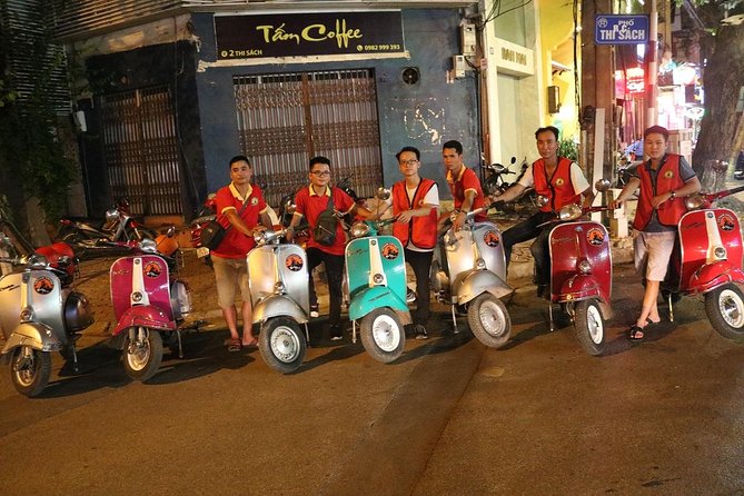 Saigon After Dark Vespa Street Food Tour + Live Music 4 hours - The opening ride and coffee-shop meeting point