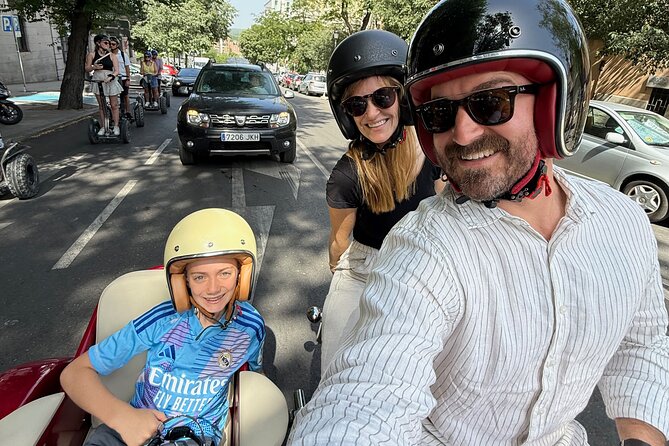 The Ultimate Madrid Private Sidecar Experience (2 Hours) - A photo stop outside Santiago Bernabéu