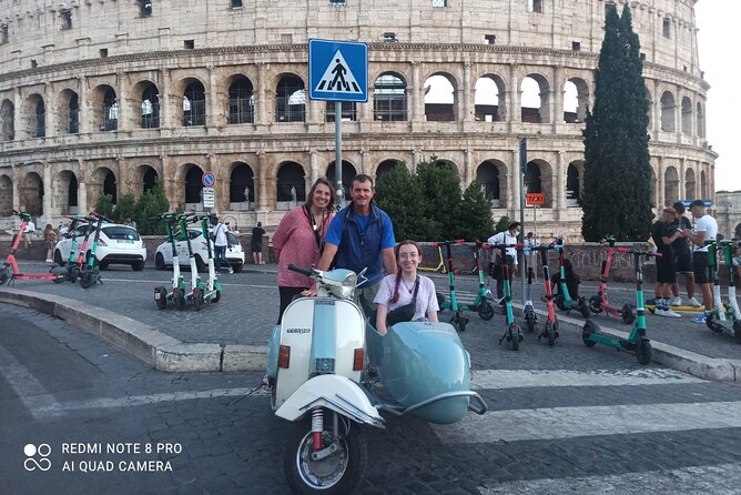 Vespa Sidecar Tour at Day/Night with Pickup - The Colosseum without the usual rush