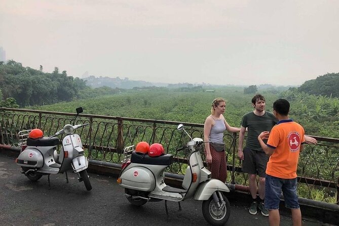 Vespa Tour HANOI BACK STREETS: FOOD+LOCAL LIFE+CULTURE & FUN - Long Bien Bridge and the Red River